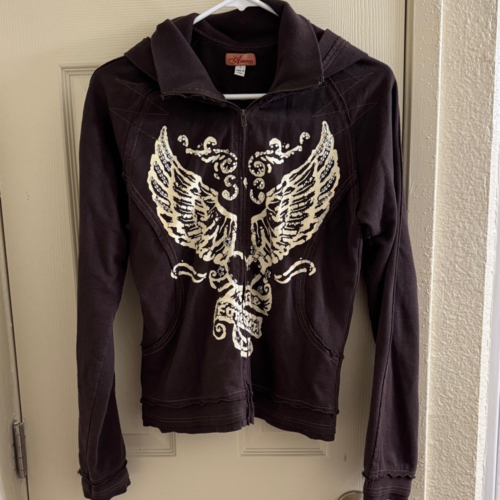 Brown Y2K zip up